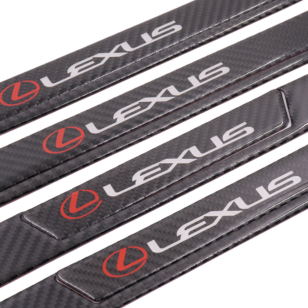 Brand New 4PCS Universal Lexus Real Carbon Fiber Black Car Door Scuff Sill Cover Panel Step Protector