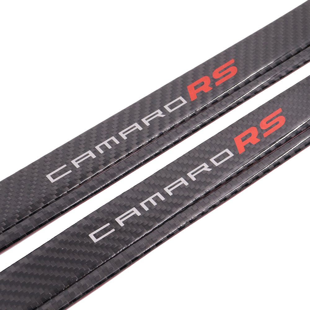 Brand New 2PCS Universal Chevrolet CAMARO RS Real Carbon Fiber Black Car Door Scuff Sill Cover Panel Step Protector