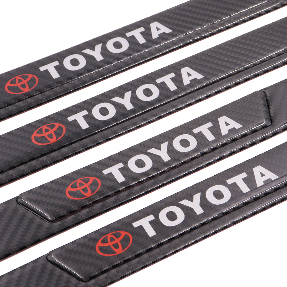 Brand New 4PCS Universal Toyota Real Carbon Fiber Black Car Door Scuff Sill Cover Panel Step Protector