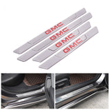 Brand New 4PCS Universal GMC Real Carbon Fiber Silver Car Door Scuff Sill Cover Panel Step Protector