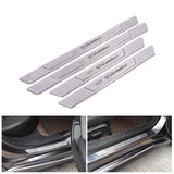 Brand New 4PCS Universal Cadillac Real Carbon Fiber Silver Car Door Scuff Sill Cover Panel Step Protector