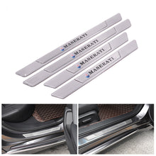 Load image into Gallery viewer, Brand New 4PCS Universal Maserati Real Carbon Fiber Silver Car Door Scuff Sill Cover Panel Step Protector