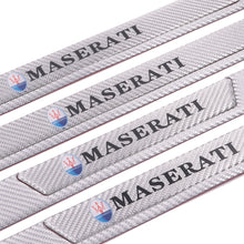 Load image into Gallery viewer, Brand New 4PCS Universal Maserati Real Carbon Fiber Silver Car Door Scuff Sill Cover Panel Step Protector