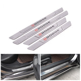 Brand New 4PCS Universal Dodge Real Carbon Fiber Silver Car Door Scuff Sill Cover Panel Step Protector