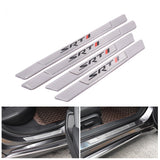 Brand New 4PCS Universal SRT Real Carbon Fiber Silver Car Door Scuff Sill Cover Panel Step Protector