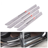 Brand New 4PCS Universal Dodge Real Carbon Fiber Silver Car Door Scuff Sill Cover Panel Step Protector