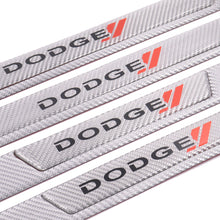 Load image into Gallery viewer, Brand New 4PCS Universal Dodge Real Carbon Fiber Silver Car Door Scuff Sill Cover Panel Step Protector