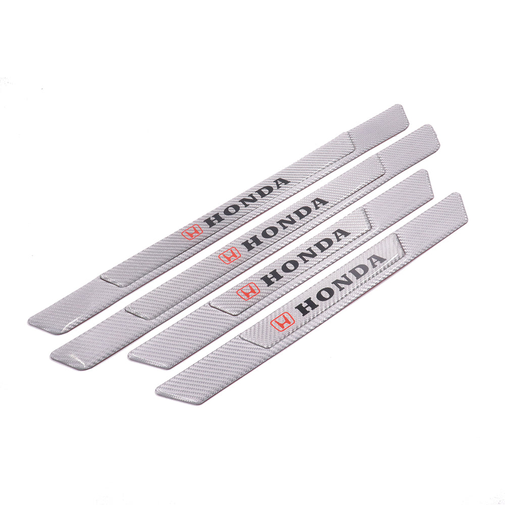 Brand New 4PCS Universal Honda Real Carbon Fiber Silver Car Door Scuff Sill Cover Panel Step Protector