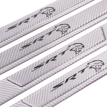 Load image into Gallery viewer, Brand New 4PCS Universal SRT Real Carbon Fiber Silver Car Door Scuff Sill Cover Panel Step Protector