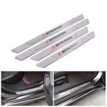 Load image into Gallery viewer, Brand New 4PCS Universal Mitsubishi Real Carbon Fiber Silver Car Door Scuff Sill Cover Panel Step Protector