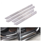 Brand New 4PCS Universal Jeep Real Carbon Fiber Silver Car Door Scuff Sill Cover Panel Step Protector