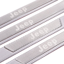 Load image into Gallery viewer, Brand New 4PCS Universal Jeep Real Carbon Fiber Silver Car Door Scuff Sill Cover Panel Step Protector