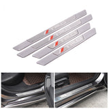 Brand New 4PCS Universal TRD Real Carbon Fiber Silver Car Door Scuff Sill Cover Panel Step Protector