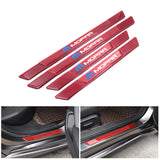 Brand New 4PCS Universal Mopar Real Carbon Fiber Red Car Door Scuff Sill Cover Panel Step Protector