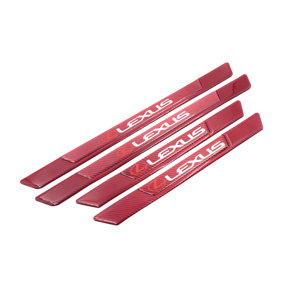 Brand New 4PCS Universal Lexus Real Carbon Fiber Red Car Door Scuff Sill Cover Panel Step Protector