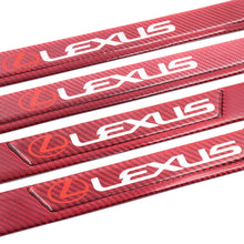 Load image into Gallery viewer, Brand New 4PCS Universal Lexus Real Carbon Fiber Red Car Door Scuff Sill Cover Panel Step Protector