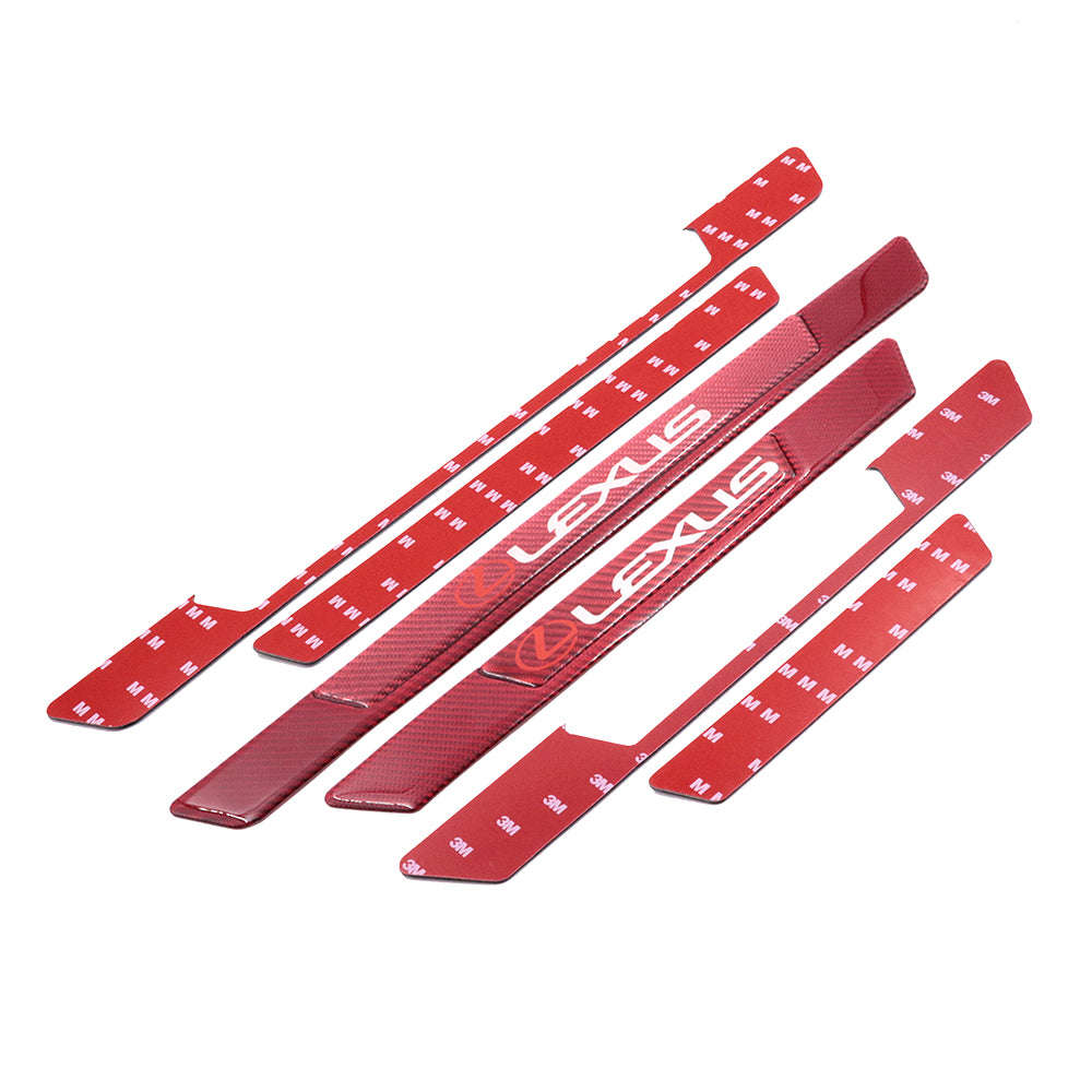 Brand New 4PCS Universal Lexus Real Carbon Fiber Red Car Door Scuff Sill Cover Panel Step Protector