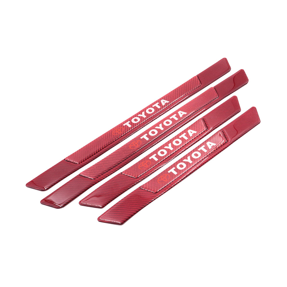 Brand New 4PCS Universal Toyota Real Carbon Fiber Red Car Door Scuff Sill Cover Panel Step Protector