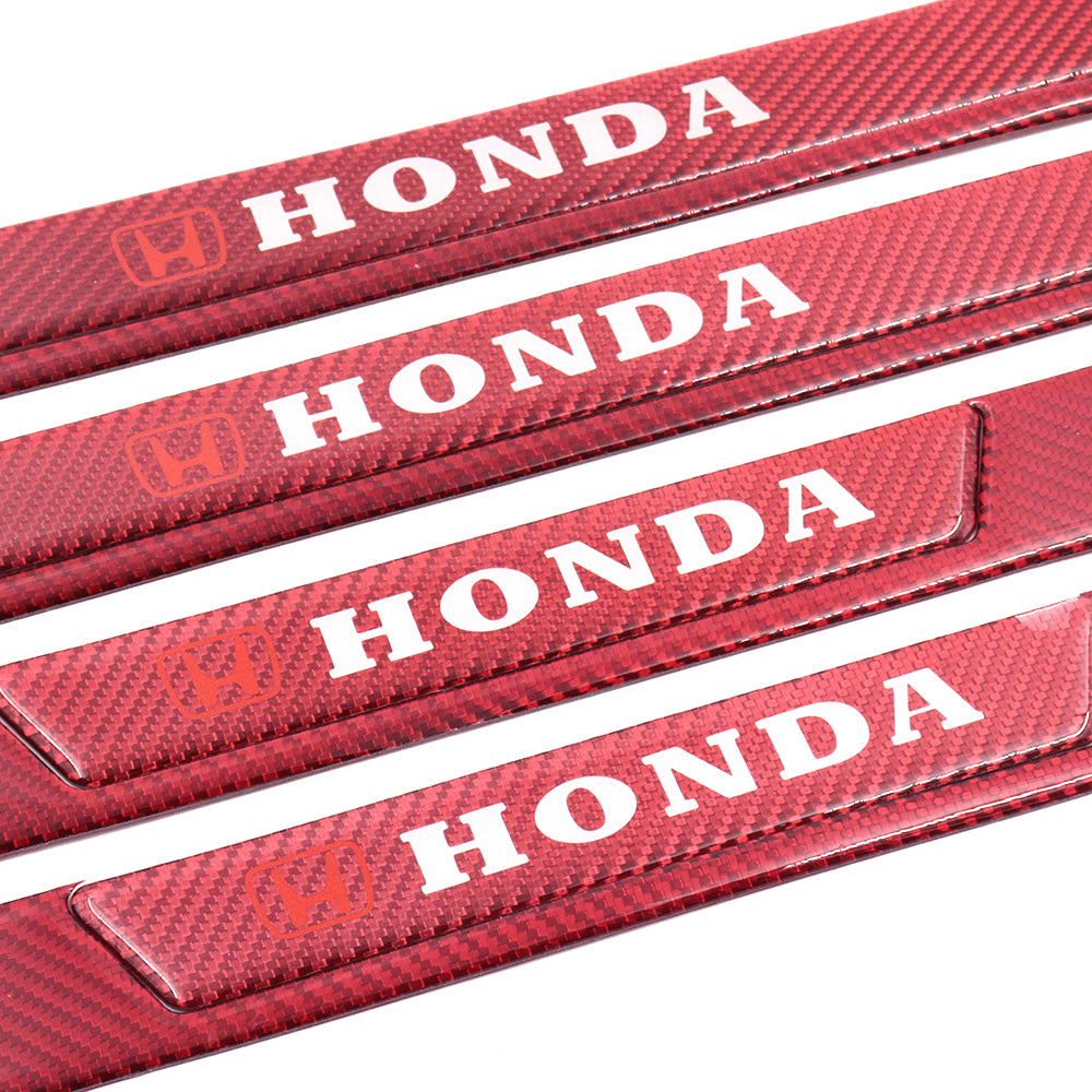 Brand New 4PCS Universal Honda Real Carbon Fiber Red Car Door Scuff Sill Cover Panel Step Protector