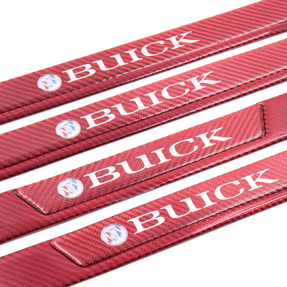 Brand New 4PCS Universal BUICK Real Carbon Fiber Red Car Door Scuff Sill Cover Panel Step Protector