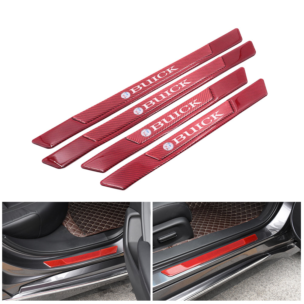 Brand New 4PCS Universal BUICK Real Carbon Fiber Red Car Door Scuff Sill Cover Panel Step Protector