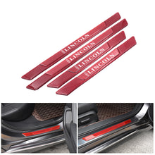 Load image into Gallery viewer, Brand New 4PCS Universal Lincoln Real Carbon Fiber Red Car Door Scuff Sill Cover Panel Step Protector