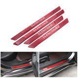 Brand New 4PCS Universal Lincoln Real Carbon Fiber Red Car Door Scuff Sill Cover Panel Step Protector