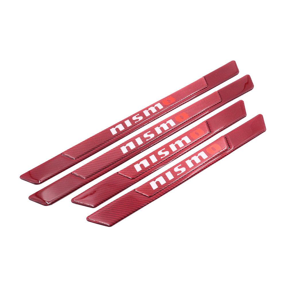 Brand New 4PCS Universal Nismo Real Carbon Fiber Red Car Door Scuff Sill Cover Panel Step Protector