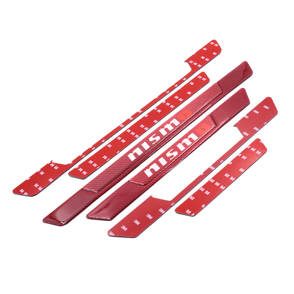 Brand New 4PCS Universal Nismo Real Carbon Fiber Red Car Door Scuff Sill Cover Panel Step Protector