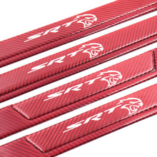 Load image into Gallery viewer, Brand New 4PCS Universal SRT HELLCAT Real Carbon Fiber Red Car Door Scuff Sill Cover Panel Step Protector