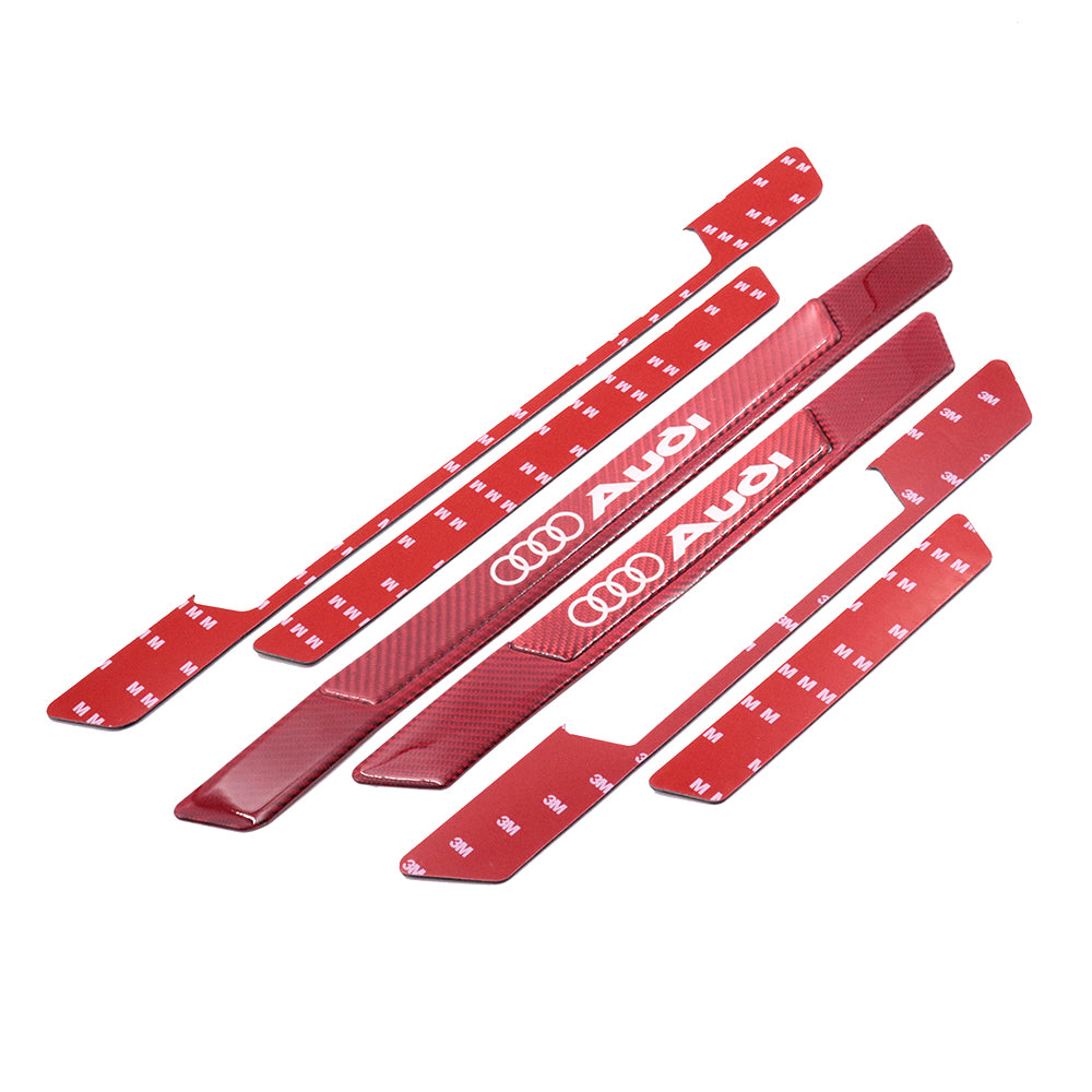 Brand New 4PCS Universal Audi Real Carbon Fiber Red Car Door Scuff Sill Cover Panel Step Protector