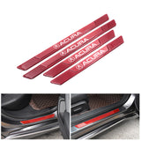 Brand New 4PCS Universal Acura Real Carbon Fiber Red Car Door Scuff Sill Cover Panel Step Protector