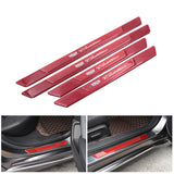 Brand New 4PCS Universal Cadillac Real Carbon Fiber Red Car Door Scuff Sill Cover Panel Step Protector