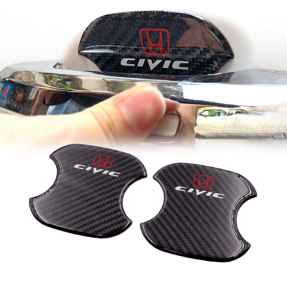 BRAND NEW UNIVERSAL 2PCS HONDA CIVIC REAL CARBON FIBER ANTI-SCRATCH DOOR HANDLE PROTECTOR