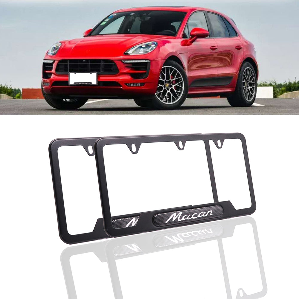 Brand New Universal 2PCS Porsche Macan Black Metal License Plate Frame