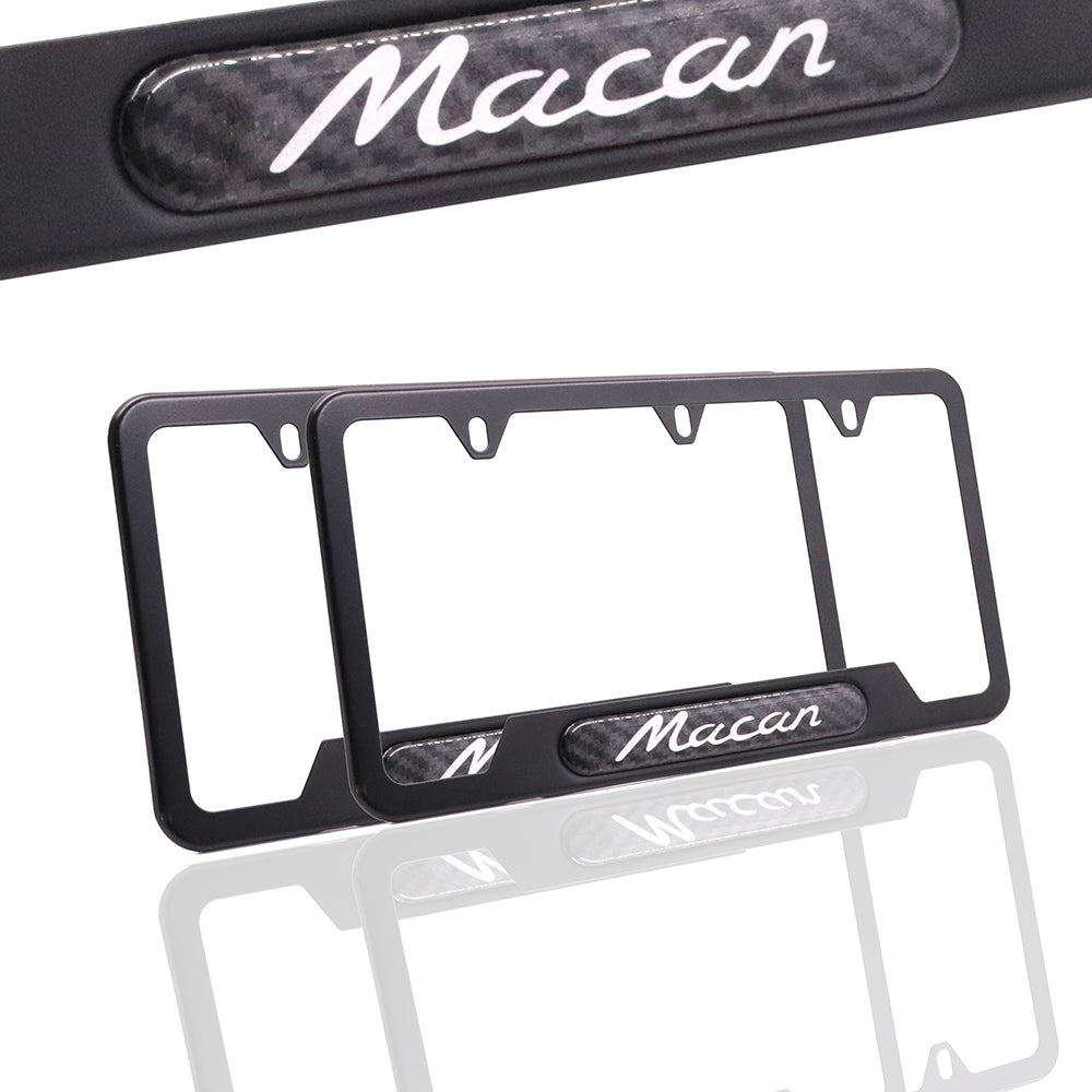 Brand New Universal 2PCS Porsche Macan Black Metal License Plate Frame