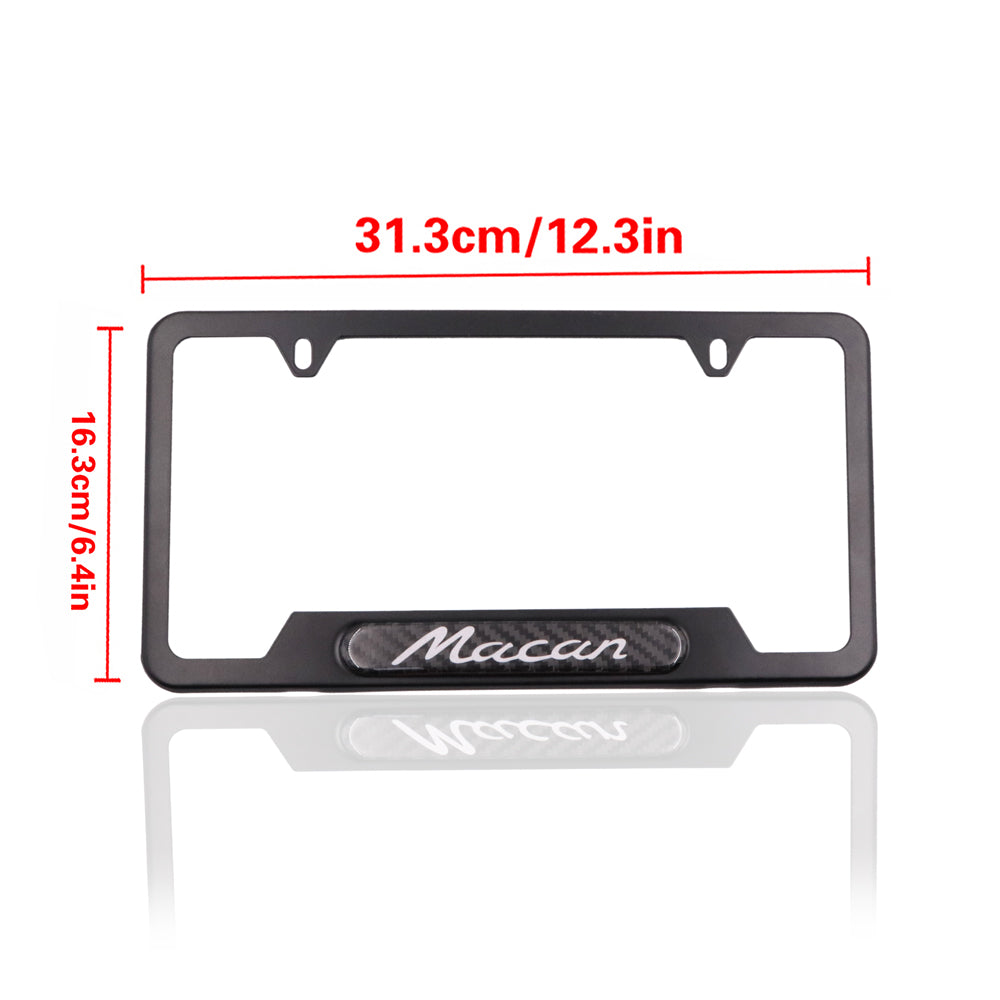 Brand New Universal 2PCS Porsche Macan Black Metal License Plate Frame