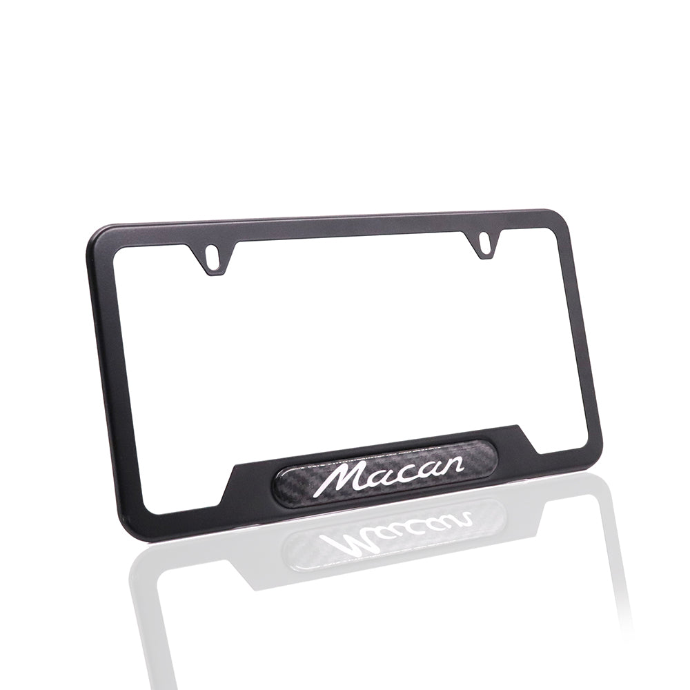 Brand New Universal 2PCS Porsche Macan Black Metal License Plate Frame