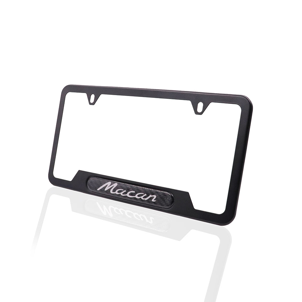 Brand New Universal 2PCS Porsche Macan Black Metal License Plate Frame