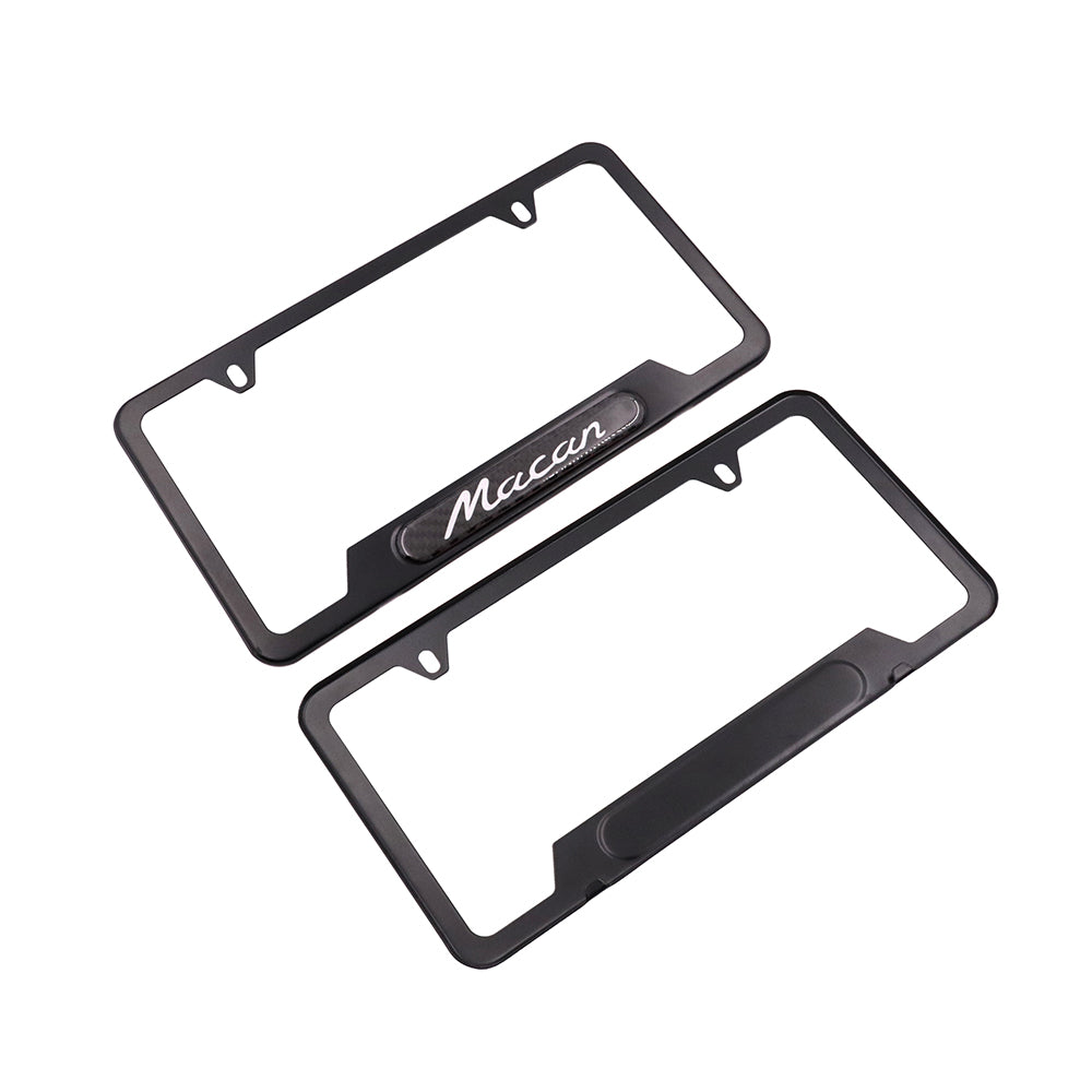 Brand New Universal 2PCS Porsche Macan Black Metal License Plate Frame