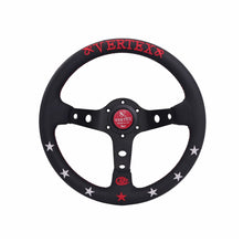 Load image into Gallery viewer, Brand New 330mm 13&quot; Vertex Leather Deep Dish Steering Wheel OMP MOMO Racing Red/ Blue Stitch