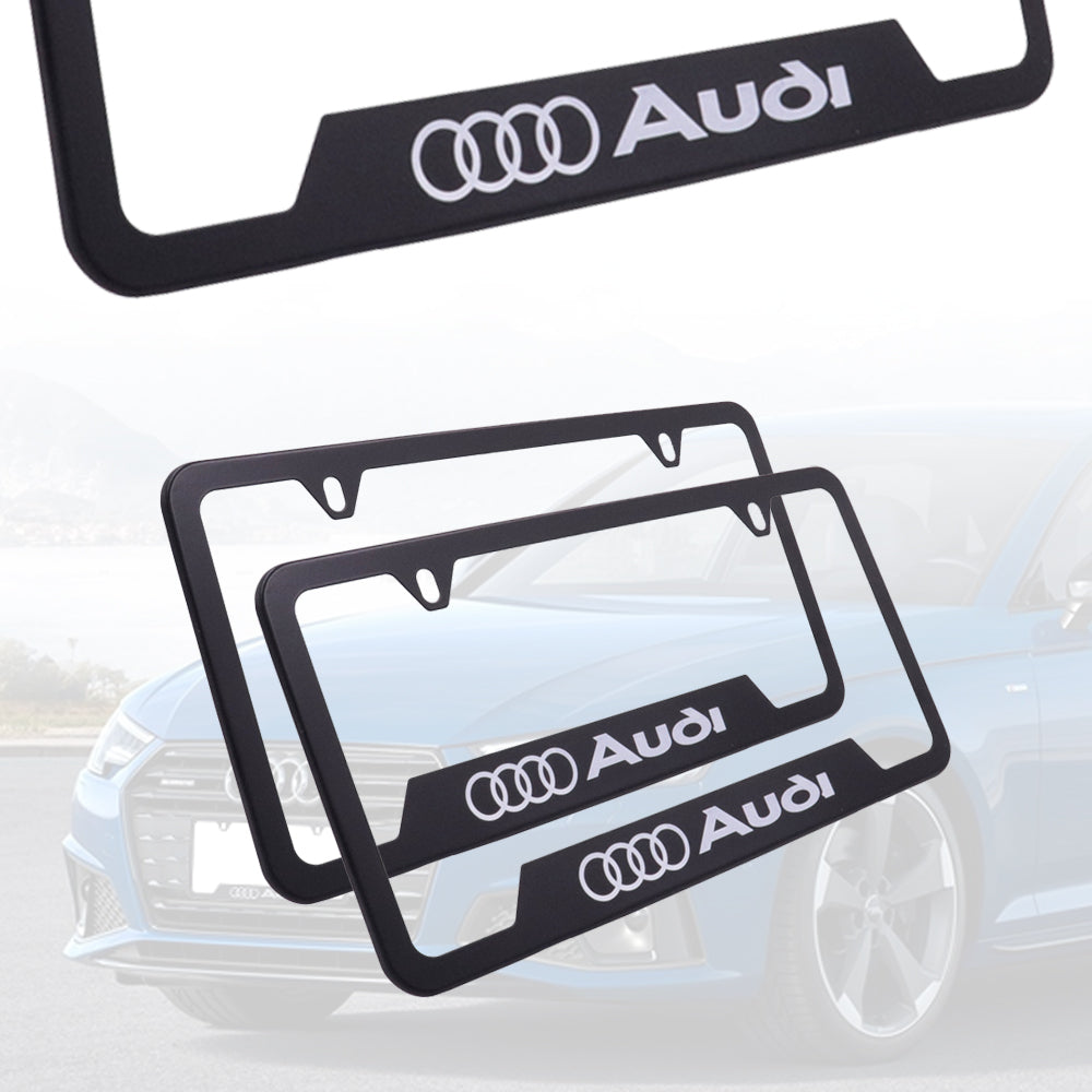 Brand New Universal 2PCS AUDI Metal Black License Plate Frame