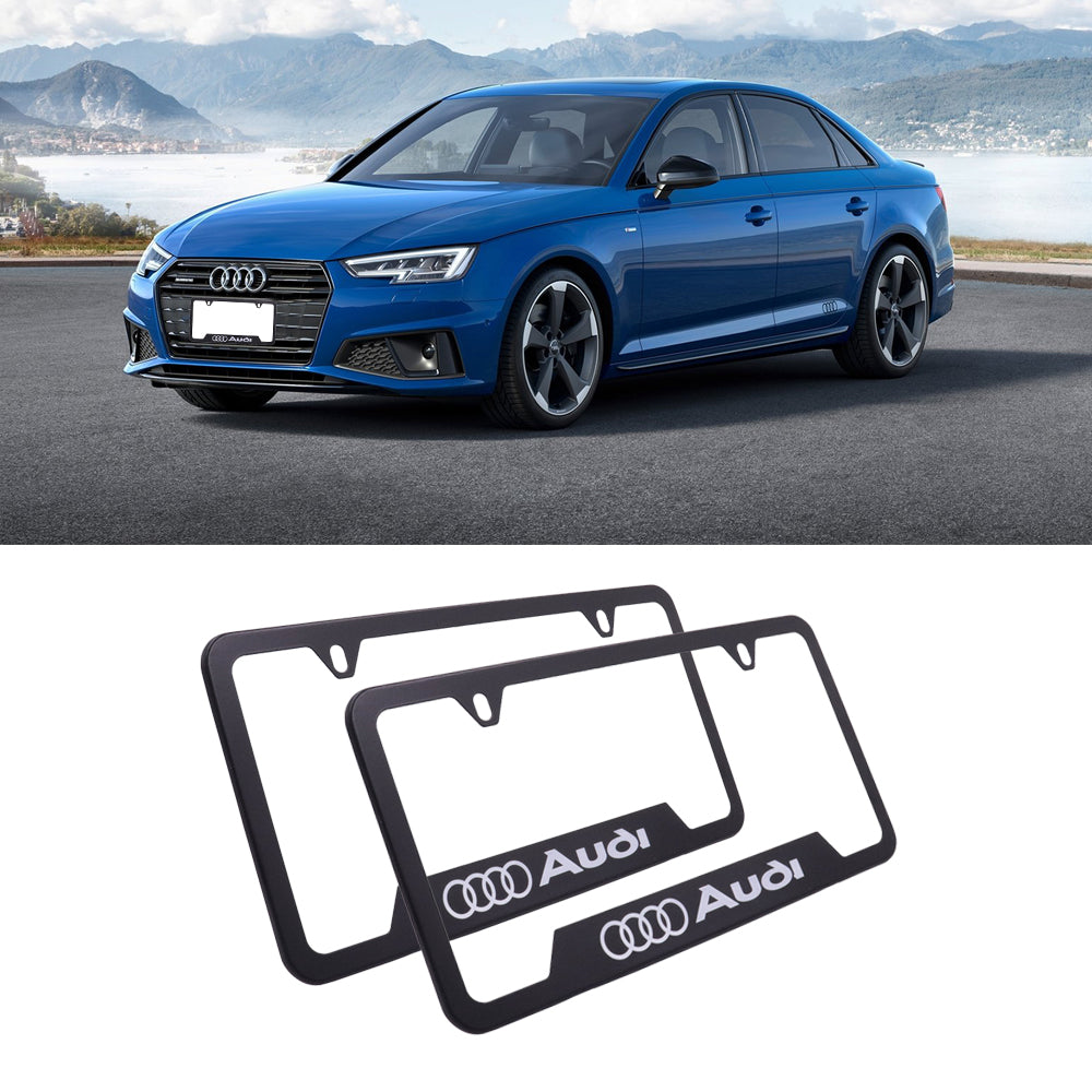 Brand New Universal 2PCS AUDI Metal Black License Plate Frame