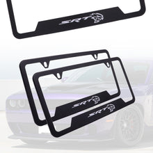 Load image into Gallery viewer, Brand New Universal 2PCS SRT Hellcat Metal Black License Plate Frame