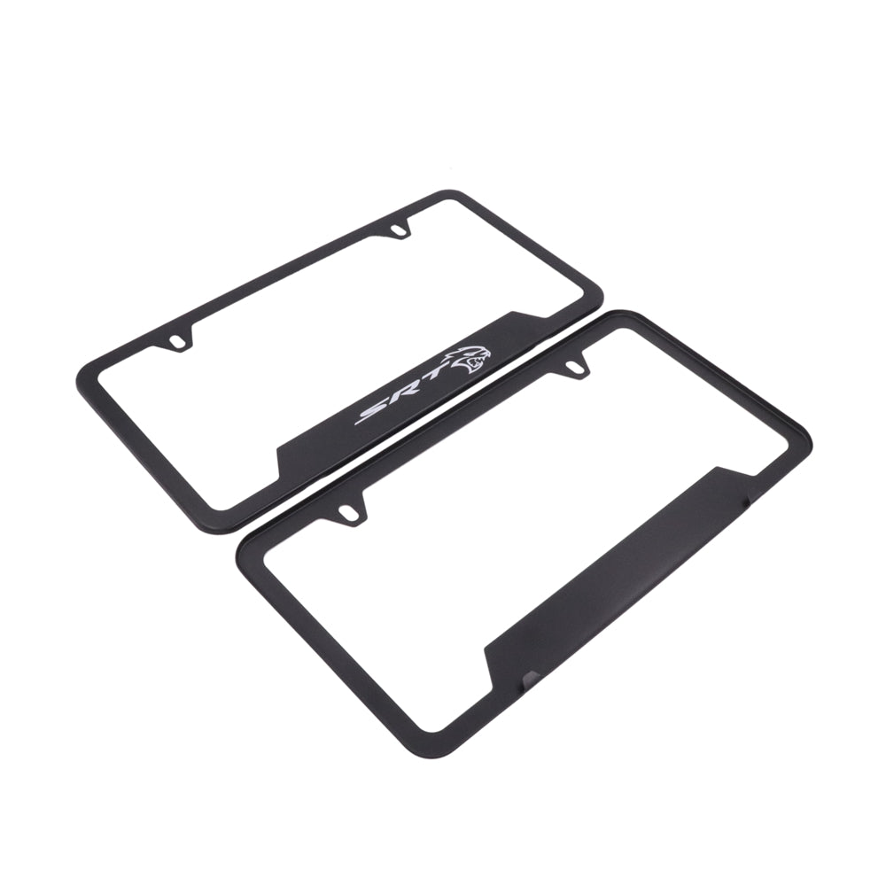 Brand New Universal 2PCS SRT Hellcat Metal Black License Plate Frame