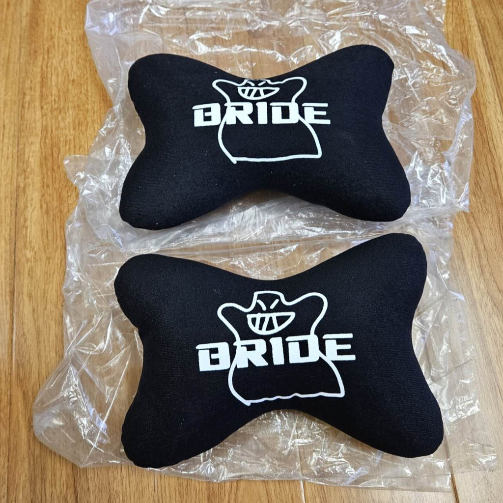 BRAND NEW 2PCS BRIDE BONE SHAPE BLACK FABRIC SOFT TOUCH CAR SEAT NECK PILLOWS HEADREST CUSHION PAD