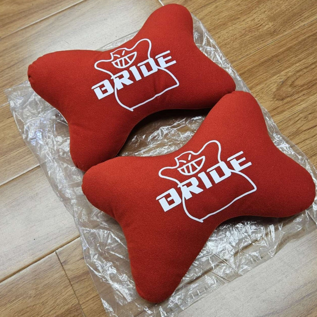 BRAND NEW 2PCS BRIDE BONE SHAPE RED FABRIC SOFT TOUCH CAR SEAT NECK PILLOWS HEADREST CUSHION PAD