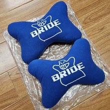 Load image into Gallery viewer, BRAND NEW 2PCS BRIDE BONE SHAPE BLUE FABRIC SOFT TOUCH CAR SEAT NECK PILLOWS HEADREST CUSHION PAD (Copy)