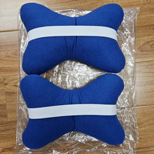 Load image into Gallery viewer, BRAND NEW 2PCS BRIDE BONE SHAPE BLUE FABRIC SOFT TOUCH CAR SEAT NECK PILLOWS HEADREST CUSHION PAD (Copy)