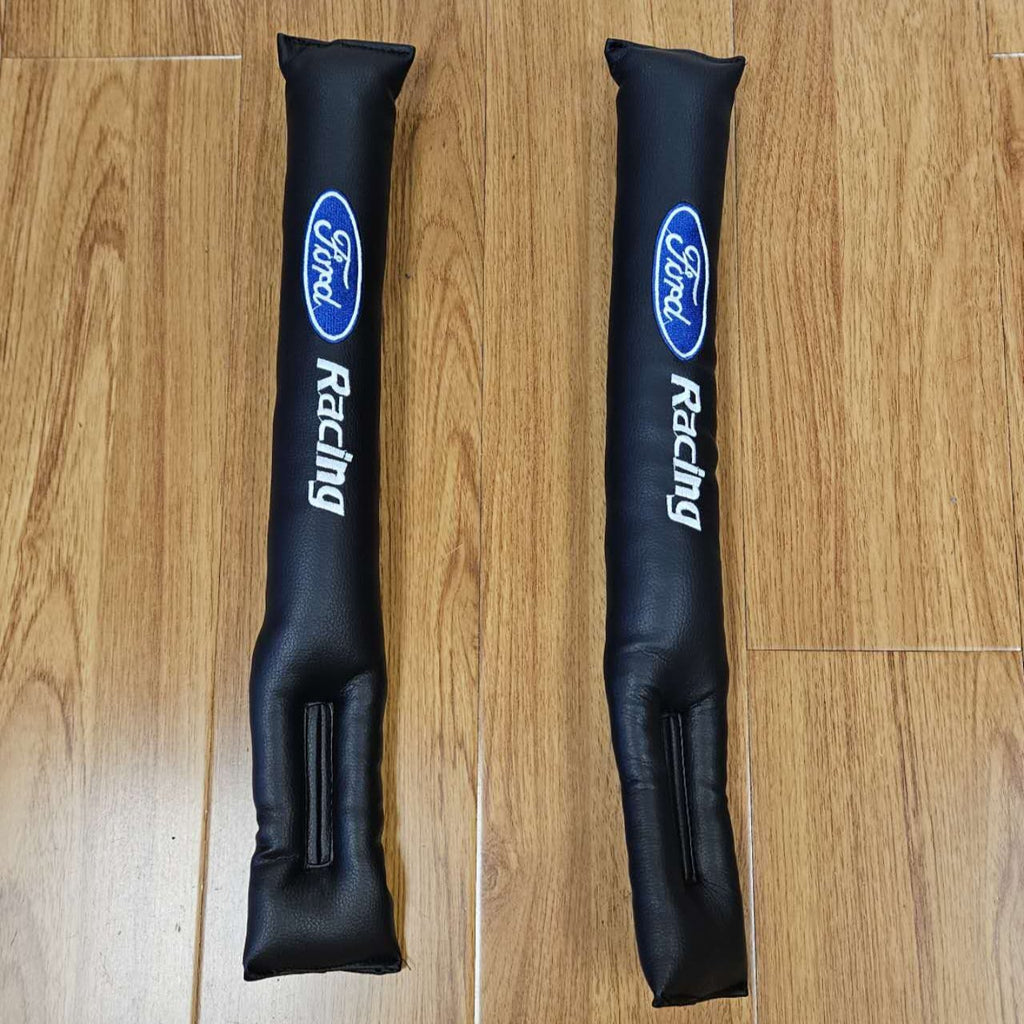 BRAND NEW UNIVERSAL 2PCS FORD RACING BLACK Car Seat Gap Filler Universal Fit Organizer Stop Things from Dropping Under